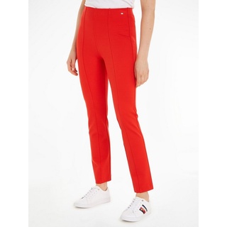 Tommy Hilfiger Strickhose SLIM ELEVATED KNITTED PANT mit Metall-Markenlabel rot 38