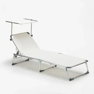 Sonnenliege Strandliege Klappbar Aluminium Mit Sonnendach California - Weiß