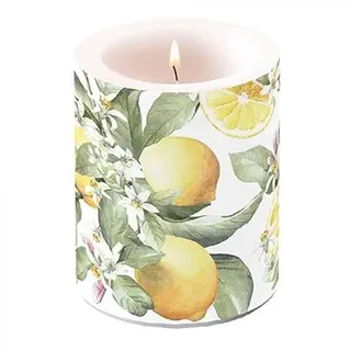 Ambiente Kerze Stumpenkerze Lampionkerze 9 cm hoch Limoni Zitronen