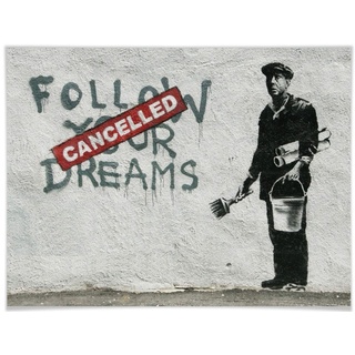 Wall-Art Poster »Graffiti Bilder Follow your dreams«, Schriftzug, (1 St.), Poster ohne Bilderrahmen, 30703214-0 bunt B/H/T: 80 cm x 60 cm x 0,1 cm