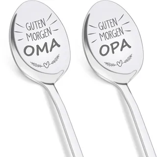 Tulolvae Oma und Opa Geschenke, 2 Stück Kaffeelöffel mit Gravur