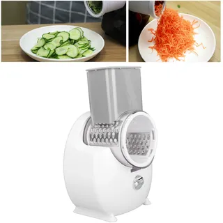 Vollautomatischer Elektrischer Trommelgemüseschneider – Multifunktionale Gemüsereibe Für Den Haushalt, Kartoffelreibe/-schneider, Weiß