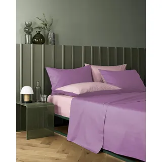 Bassetti Bettwäsche-Set für Doppelbett, Pop Color Double, Bettwäsche, 100% Baumwolle, Glicine, 240 x 280 cm