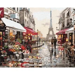 Artnapi Malen nach Zahlen Erwachsene mit Rahmen | DIY Handgemalt | Ehepaar in Paris | Kit für Anfänger und Erwachsene | Set inklusive Acrylfarben & Pinsel | 40x50cm Leinwand | Ideal als Geschenk