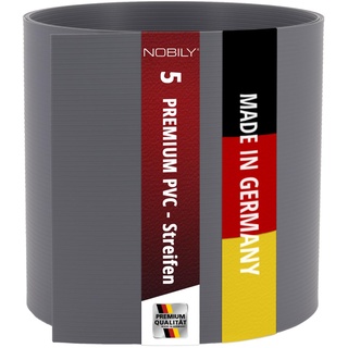 Premium Zaunsichtschutz HART-PVC / 5 x Streifen 2,525 m/Höhe 19 cm Fenstergrau - Zaun Sichtschutzstreifen Fachhandelsware für Doppelstabmattenzaun Zaun Sichtschutz grau- keine Folie