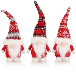 com-four® 3X Premium Weihnachts-Wichtel - Weihnachtsdeko - skandinavische Deko-Trolle - winterliche Zwergen-Figur - Dekoartikel - schwedischer Gnom mit Bart und Strickmütze