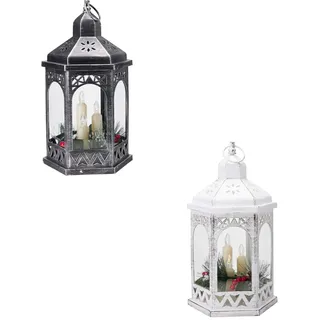 Laterne 3 LED-Kerzen und Weihnachtsdeko 18 cm x 16 cm x 32,5 cm 2-fach Sortiert
