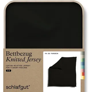 Schlafgut Bettbezug Premium Bettbezug Knitted Jersey (1 St), (1 St), Ton-in-Ton Reißverschluss, Bio-Baumwolle mit Elasthan, Uni, OEKO Tex schwarz 200 cm x 200 cm