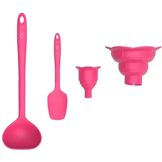 Kochblume Kochbesteck-Set Schöpfkelle L + Flexlöffel S + Trichter 4-tlg. - pink rosa