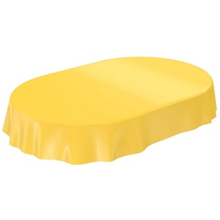 ANRO Tischdecke abwaschbare Tischdecke Uni Gelb Einfarbig Glanz Wachstuch Wachstuchti, Glatt gelb Oval - 140 cm x 180 cm