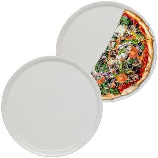 KHG 2er-Set Pizzateller, groß mit 33 cm in weiß, Durchmesser, für Zuhause