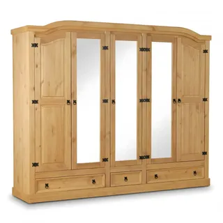 Hacienda-Look 5-türiger Kiefer Kleiderschrank New Mexico natur B243xH - Holz