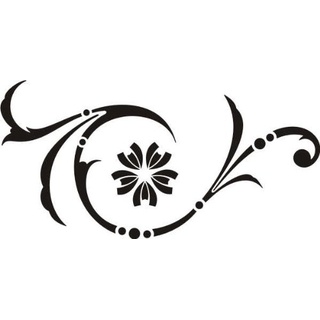 INDIGOS UG Wandtattoo/Wandaufkleber-e23 abstraktes Design Tribal/schöne minimalistische Blumenranke mit Punkten und großer Blüte 160x79 cm- Schwarz, Vinyl, 160 x 69 x 1 cm
