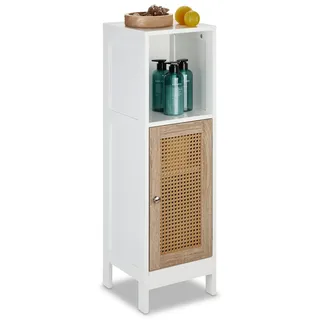Relaxdays Badezimmerschrank 96,5 x 110 x 30 cm Weiß/Natur