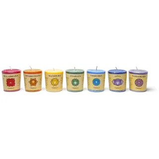 7 Chakra Kerzen in Box mit ausführlicher Chakrainfo