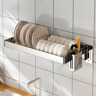 Abtropfgestell aus Edelstahl, zur Wandmontage, verstellbar, 5595 cm, platzsparendes Abtropfgestell für effiziente Küchenorganisation