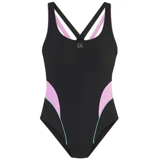 LASCANA Badeanzug Damen Schwarz/Rosa 46