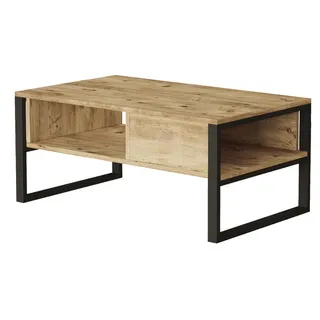 [en.casa] Couchtisch Laukaa 100 x 60 cm Eiche rustikal/Schwarz