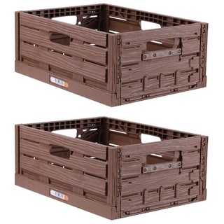 Bestlivings Klappbox Einkaufskorb in Holzoptik, 15 l, Stabile Stapelbare Lagerkiste - Faltbare Einkaufsbox - Klappkiste braun 40 cm x 16.3 cm x 30 cm