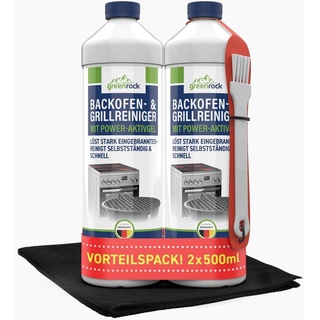 greenrock Backofen & Grillreiniger Set (2 Flasche 500 ml + 1 Pinsel + 1 Microfasertuch)