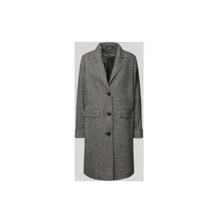 Regular Fit Wollmantel mit Reverskragen und Pattentaschen, Dunkelgrau Melange, 42