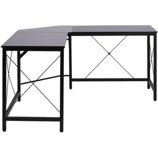 Homcom Eckschreibtisch Winkelschreibtisch Natur/ schwarz