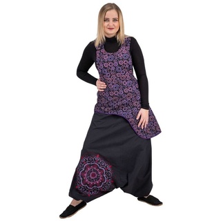 KUNST UND MAGIE Haremshose Latzhose Haremshose Jumpsuit 70er Overall Hippie Boho Ibiza Style lila|schwarz 3XL