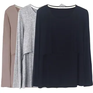 Smallshow Damen Stillshirt Langarm Umstandsshirt 3er Pack - XXL