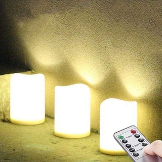 NONNO&ZGF 3 Outdoor Stück LED im Freien Wasserdichte Kerzen, Batteriebetriebene Plastikkerze mit Fernbedienung/Timer-Funktion (Warmweißes Licht) - 7,5cm X 10cm