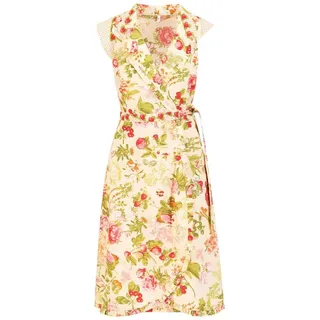Blutsgeschwister Hemdblusenkleid - Midi Kleid mit Wickeloptik - florales Sommerkleid - elegantes Freize gelb XS