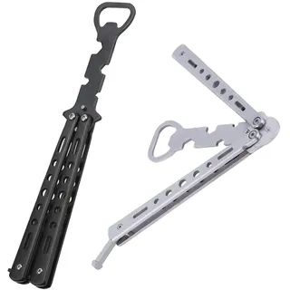 Edelstahl Balisong Balisong Butterfly Trainer Schmetterling Flaschenöffner für Werkzeug, Metall, Bier, Limo, Barkeeper, Praxis, Flip, Trainer, Praxis-Tool, Trainingsgerät(2 Stücke)