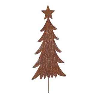 Tannenbaum Stecker Gartenstecker Metall H/B/T 106/24/0,5cm Weihnachten Rost Deko Baum mit Stern Weihnachtsbaum