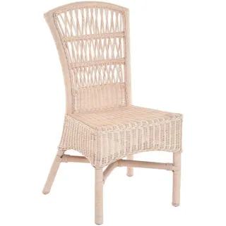 Krines Home Stapelstuhl Rattanstuhl Korb Küchenstuhl Esszimmer Stuhl Korbstuhl Natur Rattan, Esszimmerstuhl hohe Rückenlehne weiß