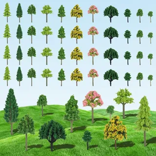 PLLYPE 55 Stück Modellbau Bäume, Modell Bäume Miniatur, Mixed Bäume Modellbau Bunt Modell Baum, Bäume Eisenbahn Landschaft für DIY Landschaft, Modelllandschaft, Miniaturlandschaften, Sandtisch