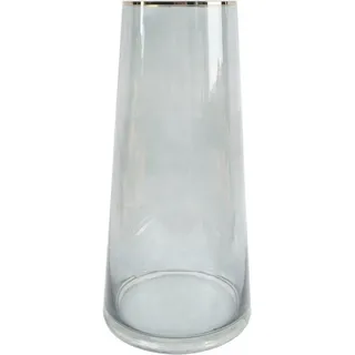 Famanu Glasvase Smoky Grau mit Goldrand - 28 cm hoch