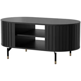 designimpex Couchtisch Design Couchtisch Roma DO-6 oval Wohnzimmertisch Stauraum Tisch Ablage schwarz