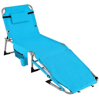 COSTWAY Gartenliege Sonnenliege, faltbar mit Kopfkissen, Alu blau