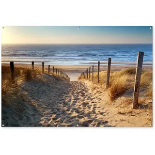 MuchoWow© Gartenposter Groß 180x120 cm XXL Outdoor Bilder Gartendeko für draußen Wetterfest Garten Terrassen Sichtschutz Deko Banner Draußen Bild Strand - Meer - Holland - Dünen - Sonne