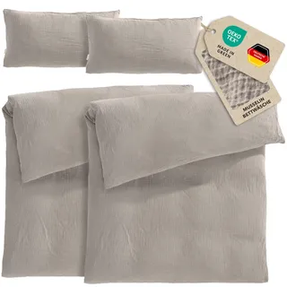 Pure Label Musselin Bettwäsche 4tlg 2x155x220+2x40x80 - Taupe