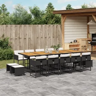 vidaXL Garten-Essgruppe 15-tlg. Schwarz
