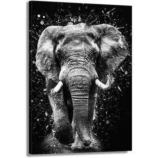 Tiere aus Afrika Elefant Wandbild Leinwandbild Deko Kunst XL Größe 80x120x4cm