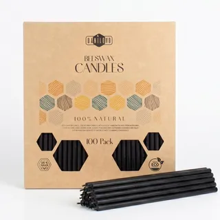 Danilovo 100 Dünne Bienenwachskerzen – Orthodoxe Kirchenkerzen aus Echtem Bienenwachs mit Baumwolldocht, Ritualkerzen für Meditation, Gebet & Hausaltar, Natürlicher Honigduft (18.5 cm, Schwarz)