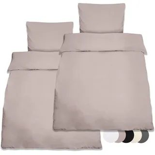 BETTBEZUG Julie 135x200cm + Kissenbezug 80x80cm Taupe Renforcé (4tlg)