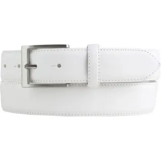 BELTINGER Ledergürtel Hochwertiger Anzuggürtel aus Vollrindleder 3,5 cm - Bombierter Anzug-G (1-St) silberfarben|weiß 120 cm (Gesamtlänge 135 cm)
