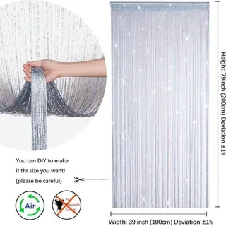 Famanu Gardine 100 x 200 cm mit Glitzer - Silber