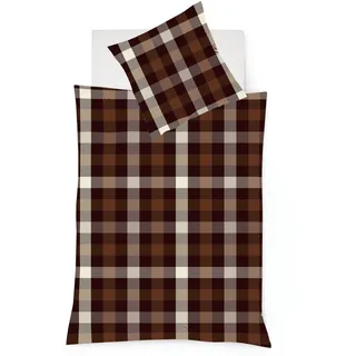 FLEURESSE Lech 3742 kariert Flanell Braun 240 x 220 cm + 2 x 80 x 80 cm