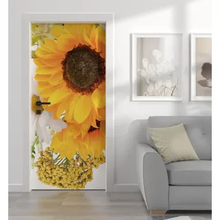 MyMaxxi Türtapete selbstklebend - Einteilige Türfolie 90x200 cm - Motiv: Blumen Soleil farbig Türklebefolie zum verschönern & bekleben der Tür - Türaufkleber aus Klebefolie