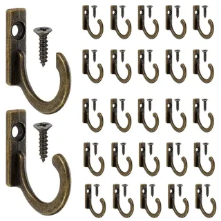 PERFETSELL 60 Stück Wandhaken Vintage Haken Antik Schlüsselhaken Bronze Einzelhaken mit Schrauben Kleine Garderobenhaken zum Schrauben für Schüssel Schmuck Taschen Handtücher Bad Küche