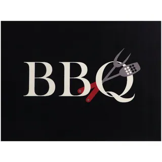 Primaflor-Ideen in Textil Fußmatte BBQ Grillunterlage schwarz, Made in Belgium, rechteckig, Höhe: 5 mm, Grillmatte ideal als Bodenschutz, mit Spruch, rutschhemmend, waschbar schwarz