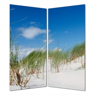 Wallario Duschrückwand Düne am Strand unter blauem Himmel, (2-tlg) blau 180 cm x 200 cm